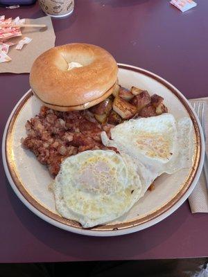 Corned beef hash and eggs