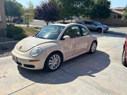 My beetle that they just fully restored and behind it is my rav4 with 180k on it that they have kept running perfect for me