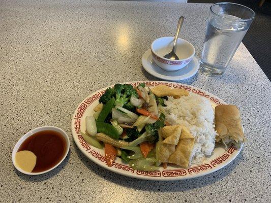 Buddha delight with steamed rice