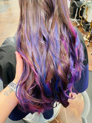 Color by Brandy Three tone purple balayage!