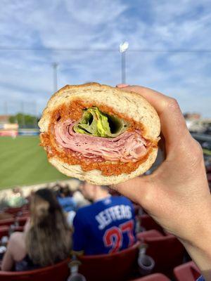 The Lucy - the homemade nduja spread was layered on thick and gave a nice kick to the sandwich. Proven - The Deli makes baseball better.