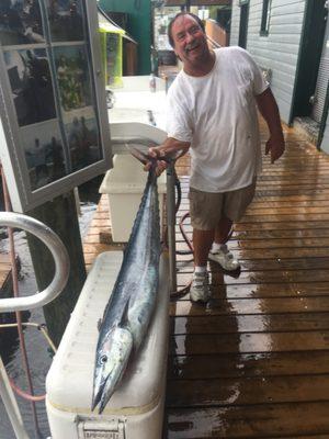 50 lb Wahoo caught while fishing on the Hamr'time.