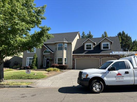 Roof and gutters done for this home in Camas Wa