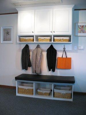 Mudroom  storage unit and coat rack.