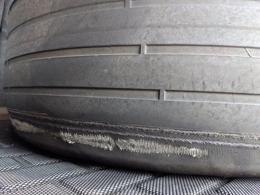 Tire had ~10K miles; 2  years later, no issues after alignment.