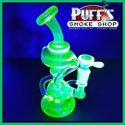 Custom uv reactive pipe blown locally. Only at Puffs.