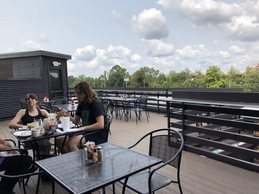 View of and from the rooftop dining area.