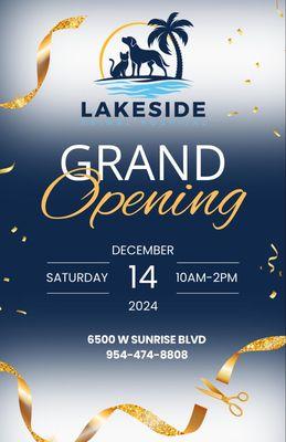 Join us for the Grand Opening of Lakeside on 12/14! Come celebrate with us, tour our new facility, and meet the team.