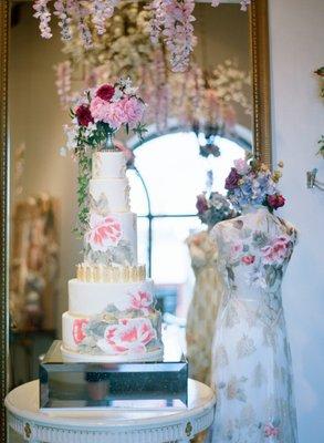 Gown and inspired Wedding Cake Claire Pettibone Los Angeles