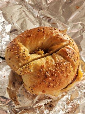 Sausage, Egg, & Cheese on a Jalapeno Everything Bagel