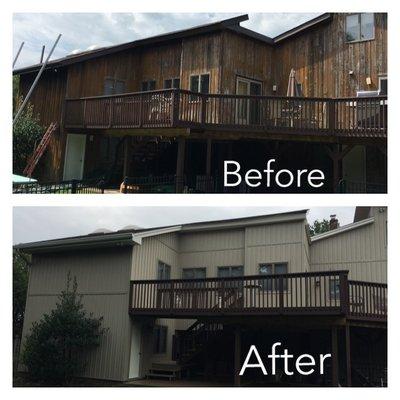 We made the deck a nicer place to hang out by installing new siding.