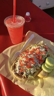 Al Pastor Huarache and Agua de Sandía