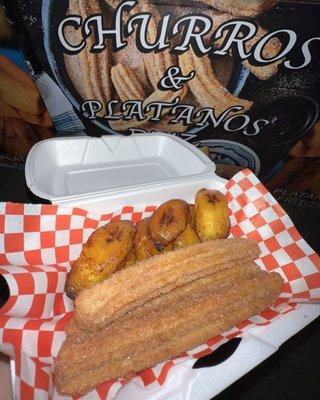 An order of half and half! Half Churros and half plantains in one plate.