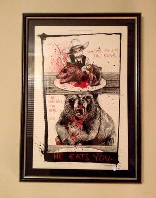 11x17 with black matte, and silver frame with black splatters.