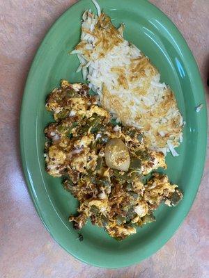 Eggs with chorizo and nopales