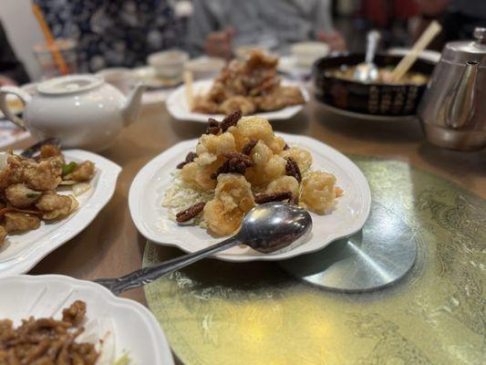 Honey fried shrimp with pecans?