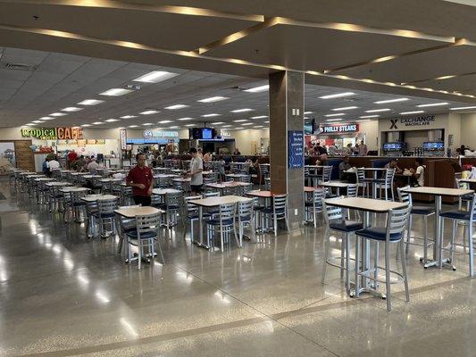 Food court area at the Main Exchange, June 2023