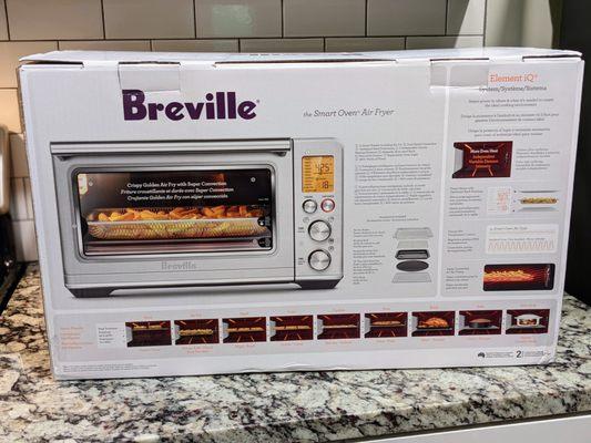 Breville Smart Oven Air Fryer, Smoked Hickory. Box, rear. BOV860SHY.