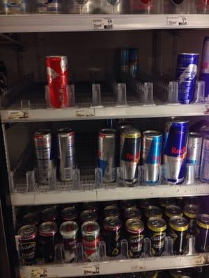 Notice how two of the redbulls are open and there's a gunk all over the other ones. I've seen it like this for a month!!