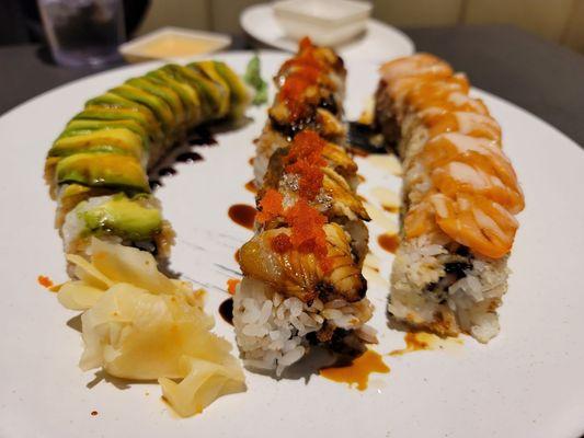 Caterpillar Roll, Georgia Peach Roll, Seadragon roll