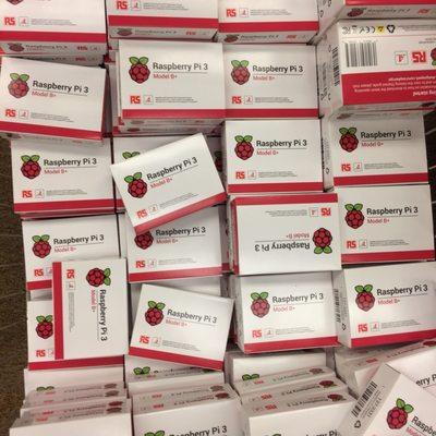 Raspberry Pi 3+'s by the bin. There must have been hundreds of them.