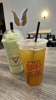 Pistachio Snow Bubble and Mango Iced Tea