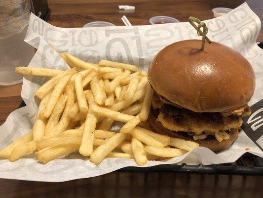 Bayou burger and fries