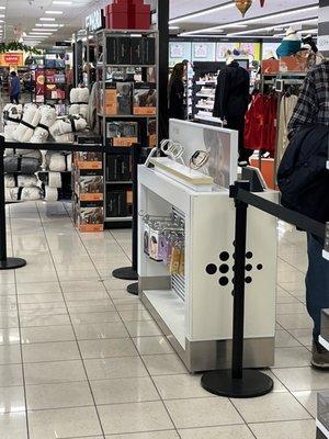 Woman sat there staring at the line of people the whole time