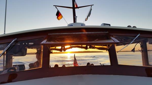 View from the bow back.  That's Captain Hagen on the left side steering