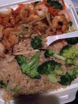 Shrimp teriyaki no peas