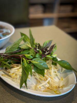 bean sprouts and basil