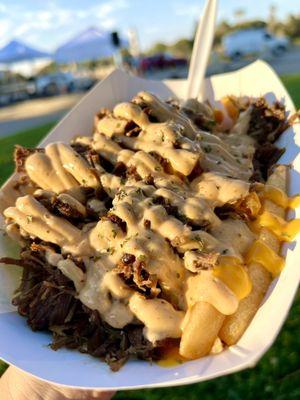 Brisket fries with cheese sauce