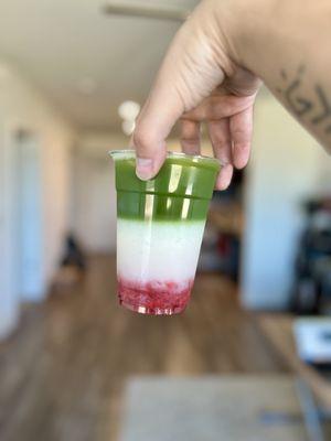 Strawberry matcha horchata!