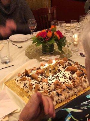 Homemade cannoli  cake provided by restaurant