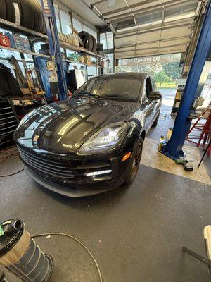 Porsche Macan in for Oil change and brake service