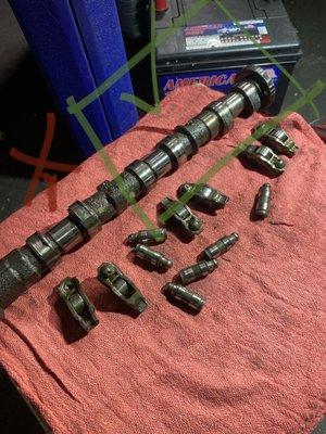 Very popular problem Worn out cam lobes from dodge/Chrysler 3.6 engine
Replace with new camshaft lifters and rocker arms