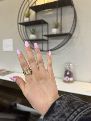 Gel-X nails in pinky purple color