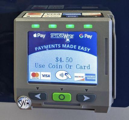 Credit and debit card payment right on machine.