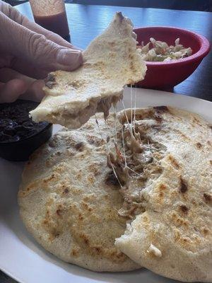 Pupusa with cheese and chicharron