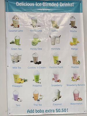 Good selection of ice blended drinks