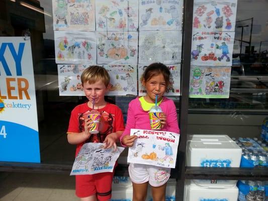 Look who got a free Slurpee for coloring a page for the 7/11 window on Lomita/ Eshelman :)