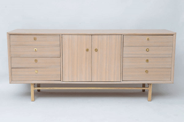 Bleached walnut mid-century dresser