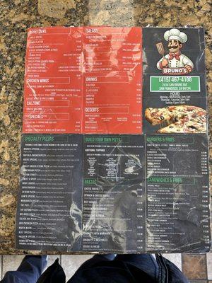 Sorry it's not that clear - picture of menu on the counter