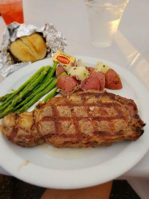 Steak or Salmon. Both very good.