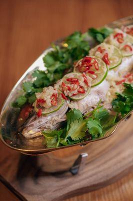 Spicy & Zesty Steamed Branzino