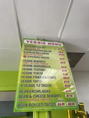 Veggie menu