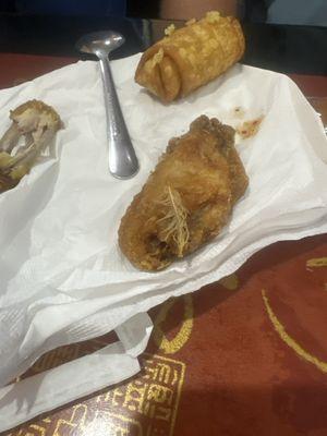 There was a feather in my food along with chicken being undercooked