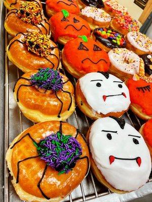 Halloween ghost and spider donuts