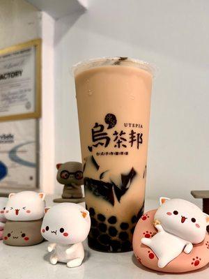 Classic Bubble Milk Tea with grass jelly. This place has the cutest tchotchkes.