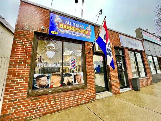 Exterior shot of barbershop on High St., - right across from Gonzalez field parking lot. Lots of free, easy parking.